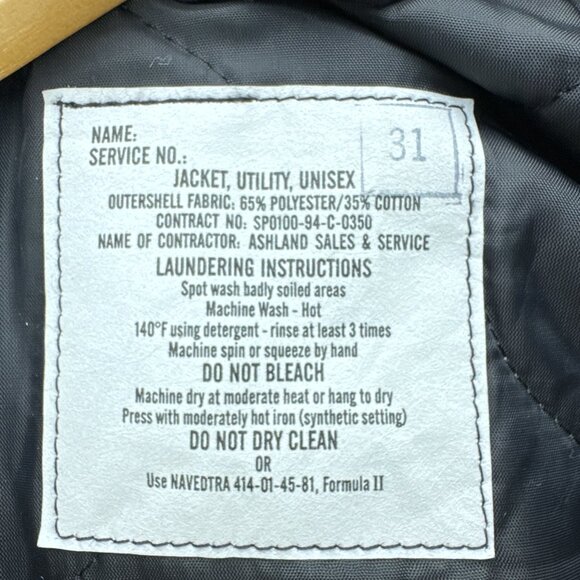 Vintage '94 US Navy USN Military Utility Jacket‎ Small Black Unisex Short - Picture 7 of 13